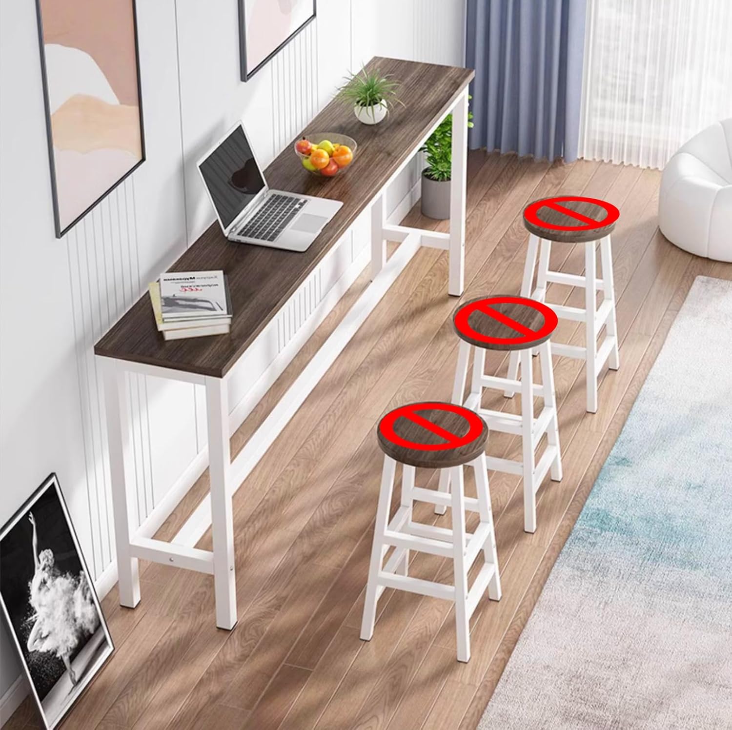 Gguwug ハイテーブル カウンターテーブル 長さ100/120/140/160/180/200CM 複数のサイズスリム バーカウ