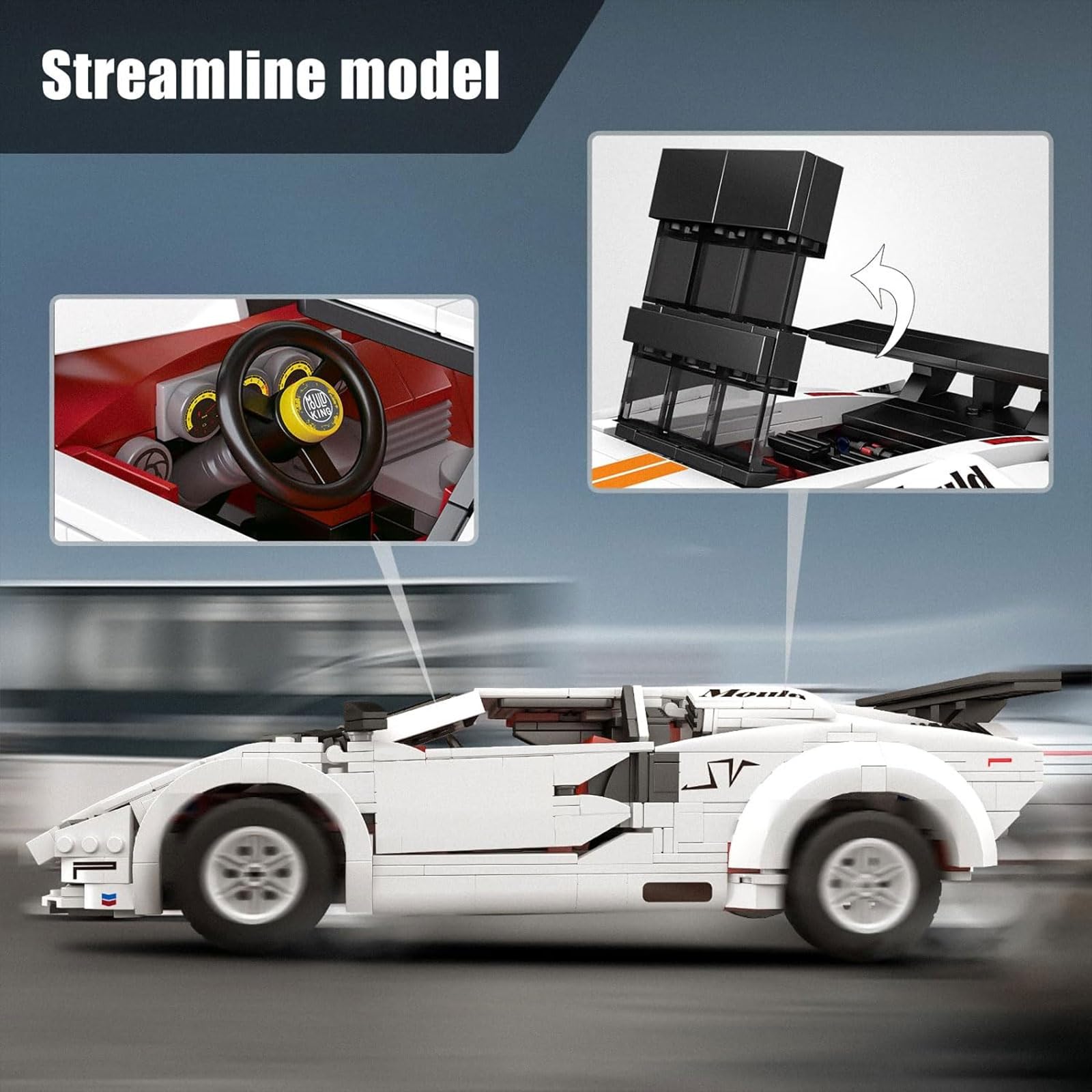 Mould King Collectible Sports Car Brick Set, 1349 Pieces Sports Car Model Kits, MOC Building Kit Toys Set for Adults - Image 4