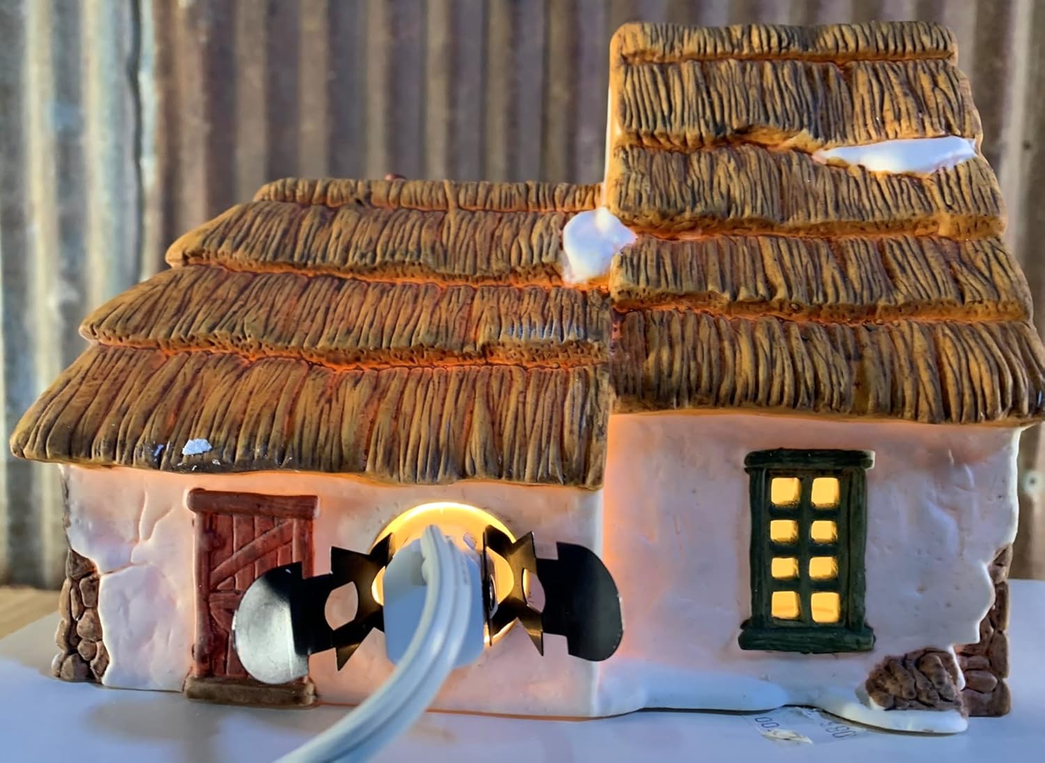 Dickens' Village Series Cottage of Bob Cratchit and Tiny Tim by Dickens Village, Porcelain Tabletop Ornament, Grey