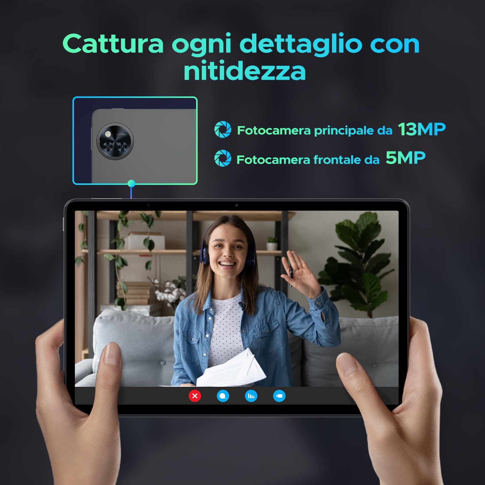 U11 Android 16 Tablet 11 Pollici Gemini AI, 16GB+128GB/2TB TF, 90Hz, 8580mAh, Tablet con Tastiera e penna, Mouse, Case, Gaming Tablets Unisoc T7200 Octa Core/13MP+5MP/WiFi 5/Face ID, Grigio