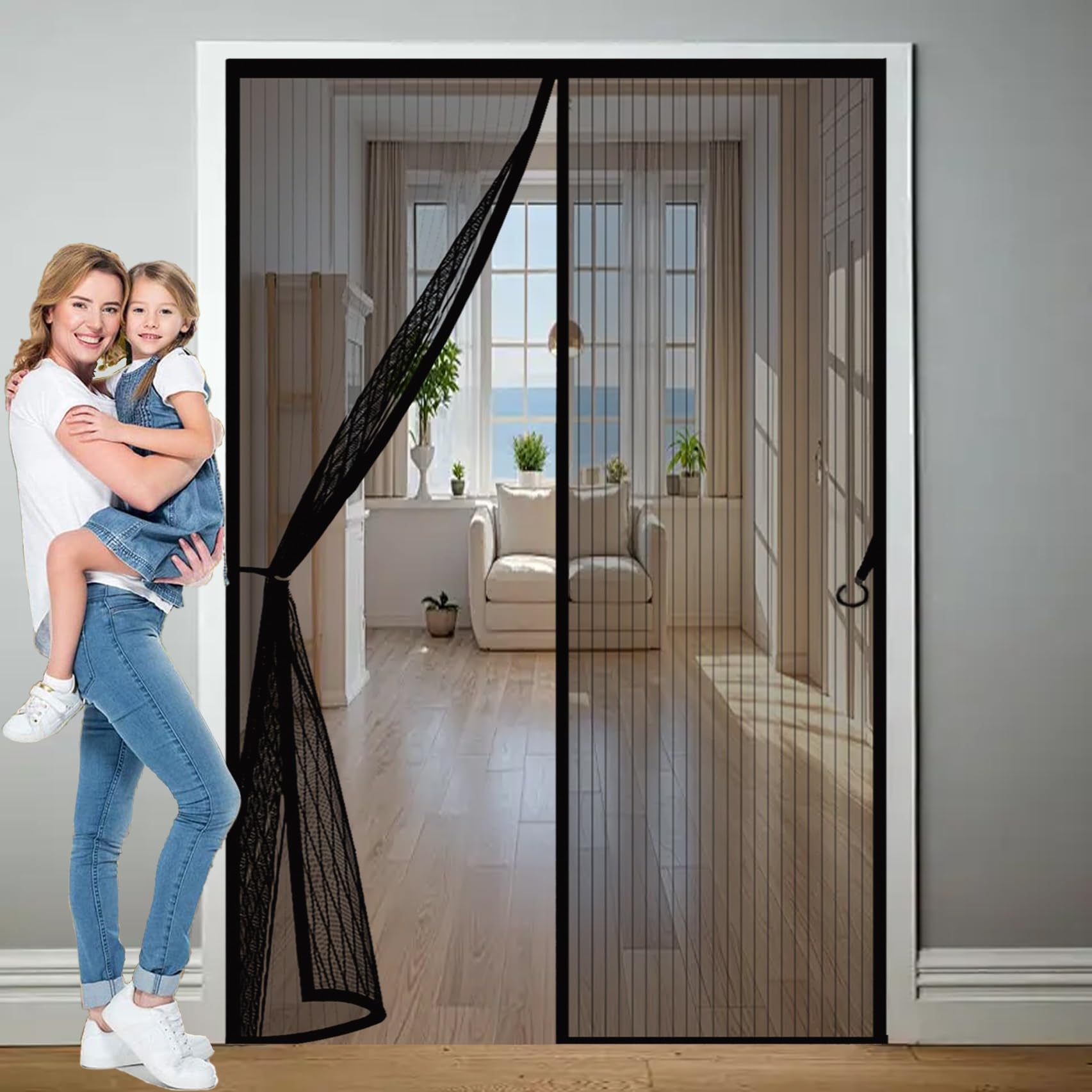 Moustiquaire porte 115 x 185 cm anti-moustique magnétique sans perçage balcon