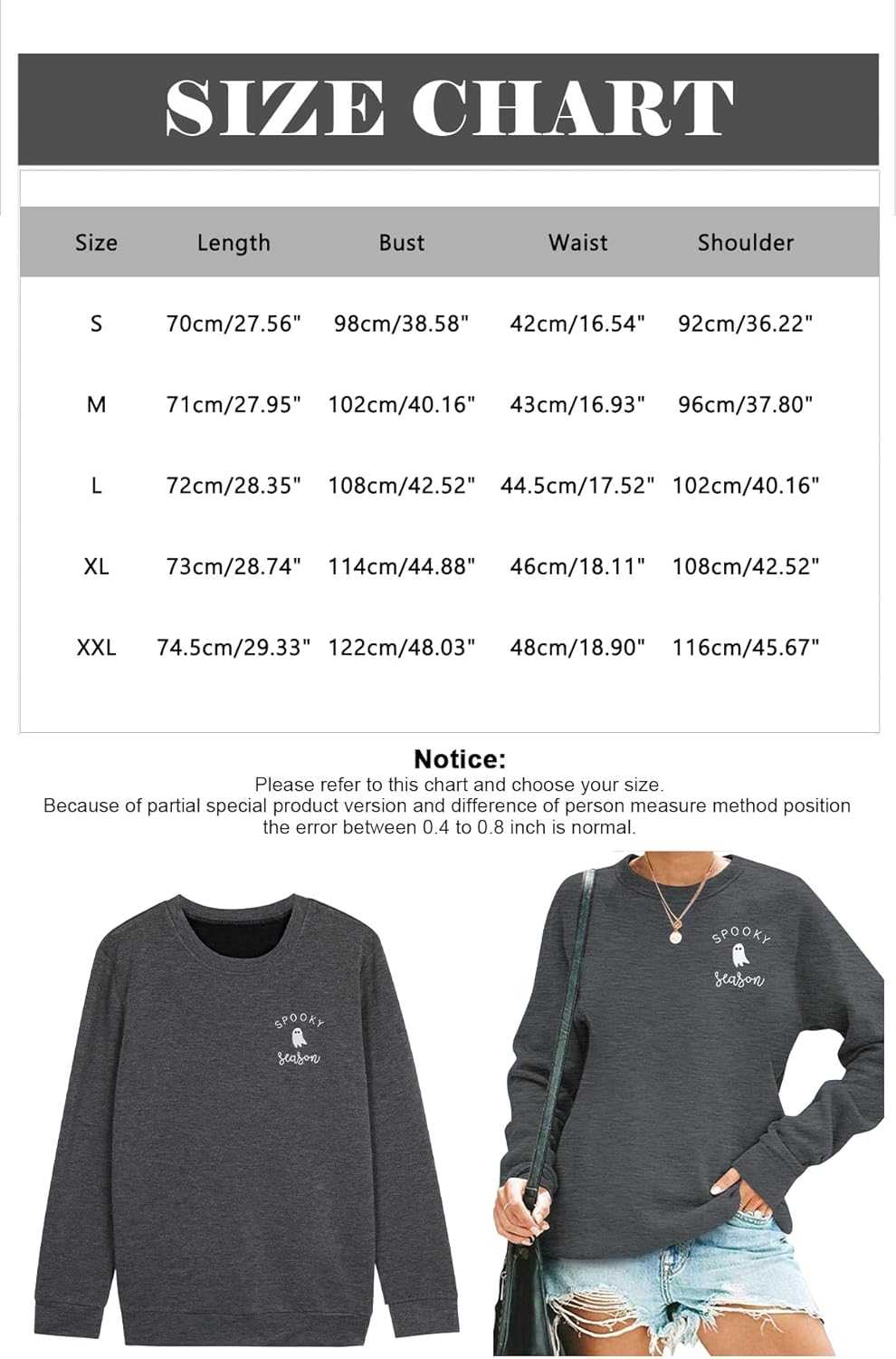 LOTUCY Halloween Sweatshirt Women Cute Spooky Season Sweatshirts Ghost Fall Embroidered Sweater Pullover Top - Image 6