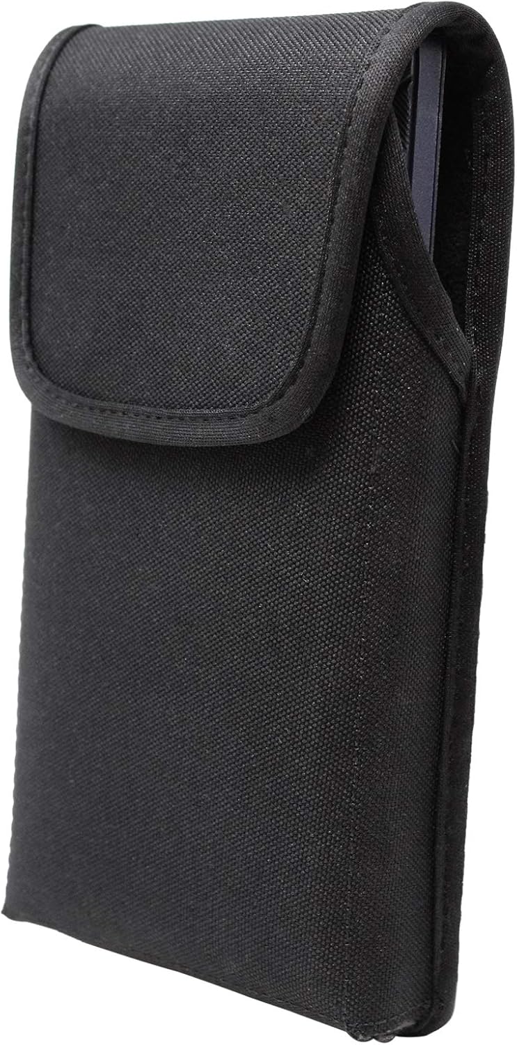 Turtleback Holster Made for Note 20 Fits w/OB Defender or Bulky Cases, Vertical Black Nylon Pouch with Heavy Duty Rotating Metal Belt Clip,