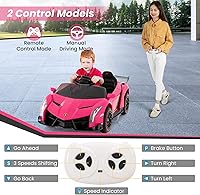 Vista 38 de HONEY JOY Lamborghini - Vehículo eléctrico con licencia de 12 V para niños, 3 velocidades, puerta que se abre, bocina, música, palanca de control
