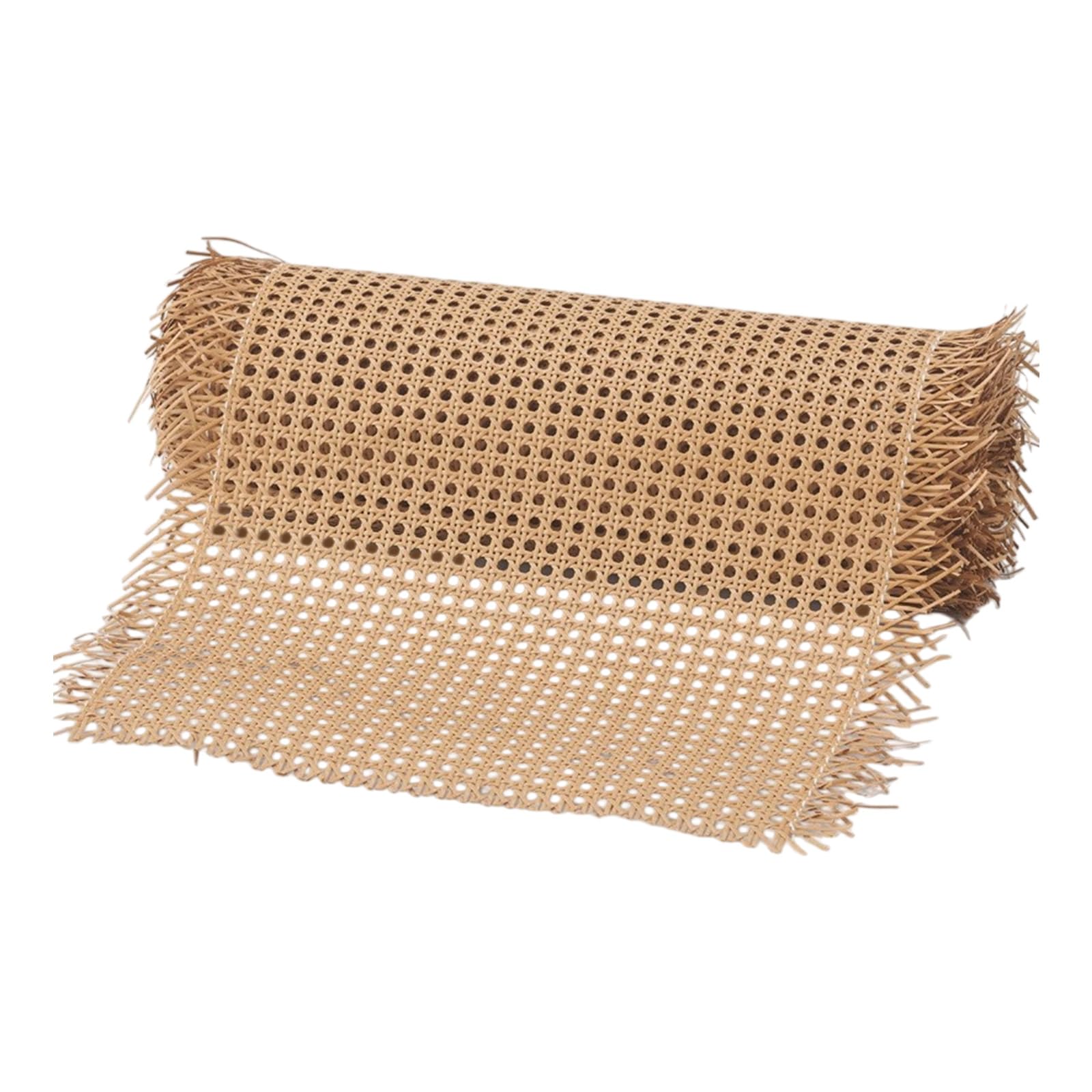 Asukohu Flexible Faux Rattan Mesh Roll in Brown Synthetic for Decorative Cane Panel Projects, Craft Weaving and Home Accent Renewal Open Weave Cane Mesh Roll in Brown Synthetic