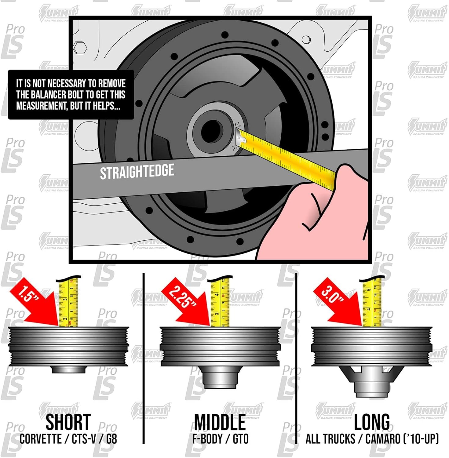 ATI Performance Products Damper - 7.65 - AL - 8 & 4 GRV - LS7 - Y Body Corvette - GEN 5 Z28 - LS3 Grand Sport Man - OEM Size - 2RG