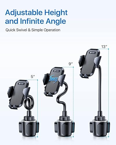 Miniatura 4 de andobil Soporte de teléfono de grado militar para automóvil/camión, [mejorado en 2025] Cuello de cisne ajustable de 360° de 13 pulgadas con soporte