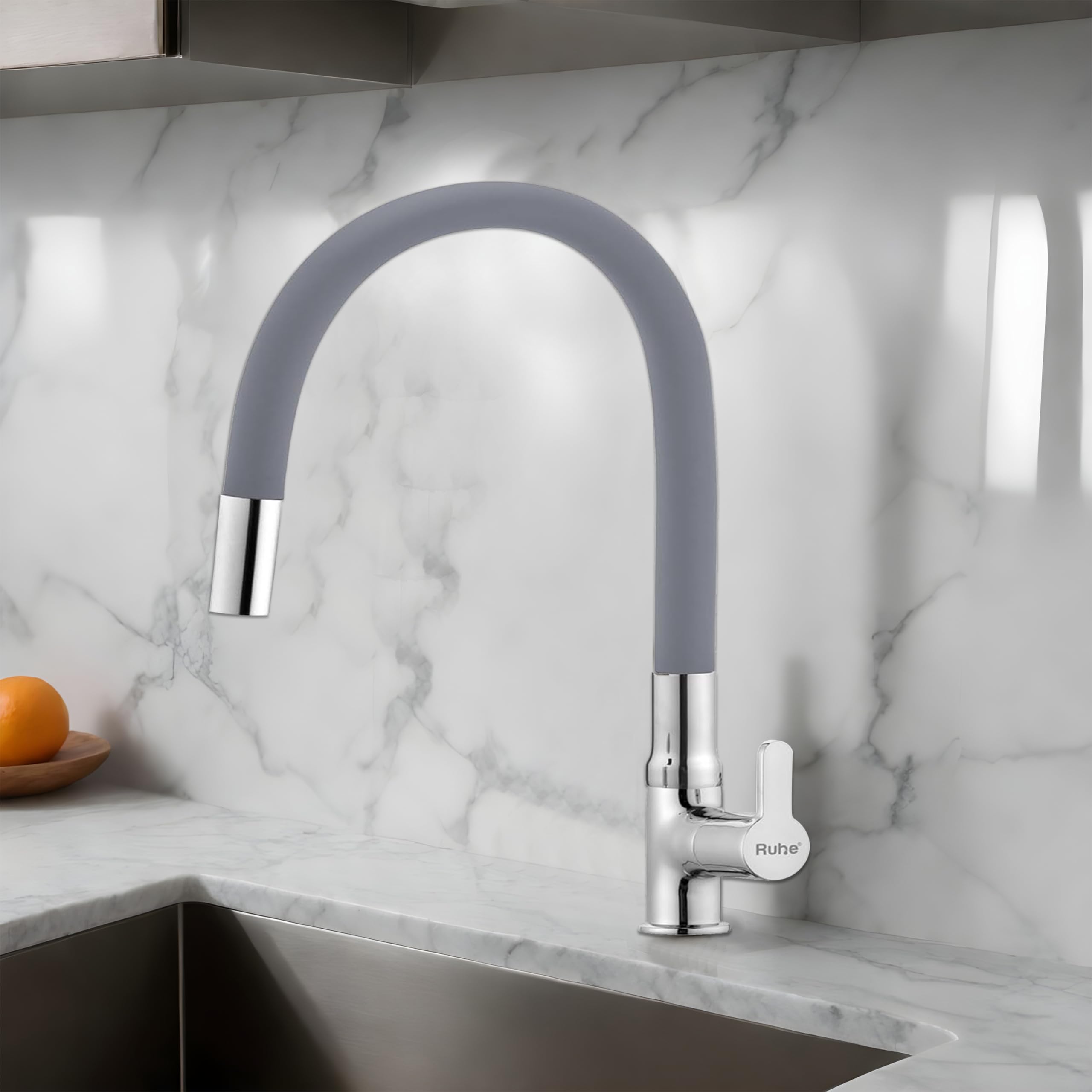 Ruhe Kara Swan Neck Faucet - Grey Kitchen Tap -5