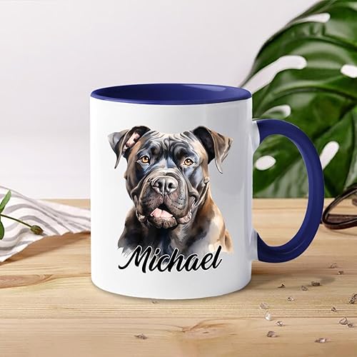Vista 22 de Taza de café con nombre personalizado de pastor alemán, 11 15 onzas, taza de cerámica blanca de pastor alemán personalizado, regalos para hombres