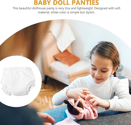 Miniatura 6 de jarbins 12 pañales para muñecas de bebé, ropa interior blanca para muñecas de 5 a 7 pulgadas, pañales reutilizables para muñecas recién nacidas,