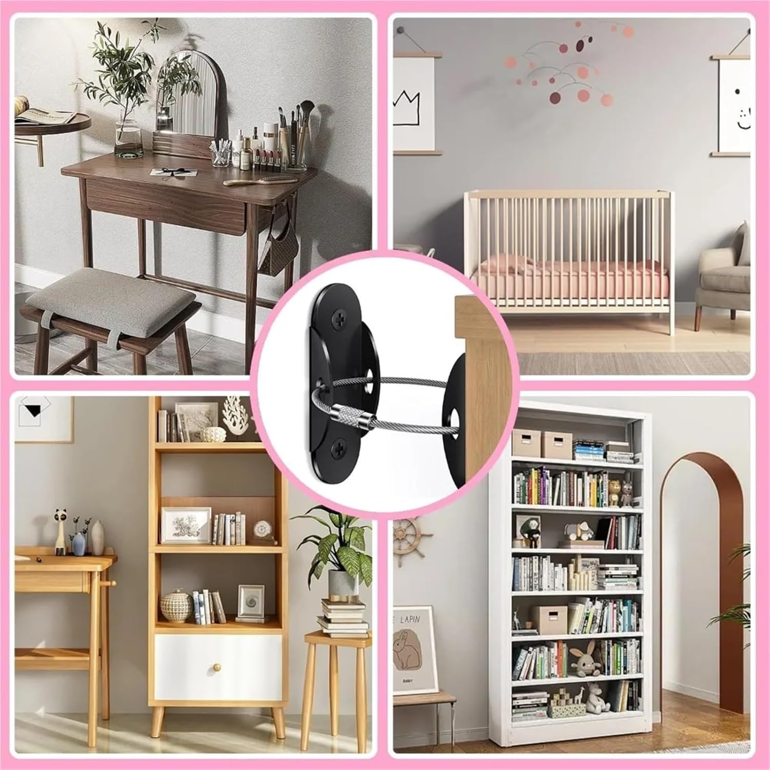 Furniture Anchors 20sets Adjustable Wardrobes Shelf Metal Furniture Anti-Falling Fixator for Baby Proofing(White)