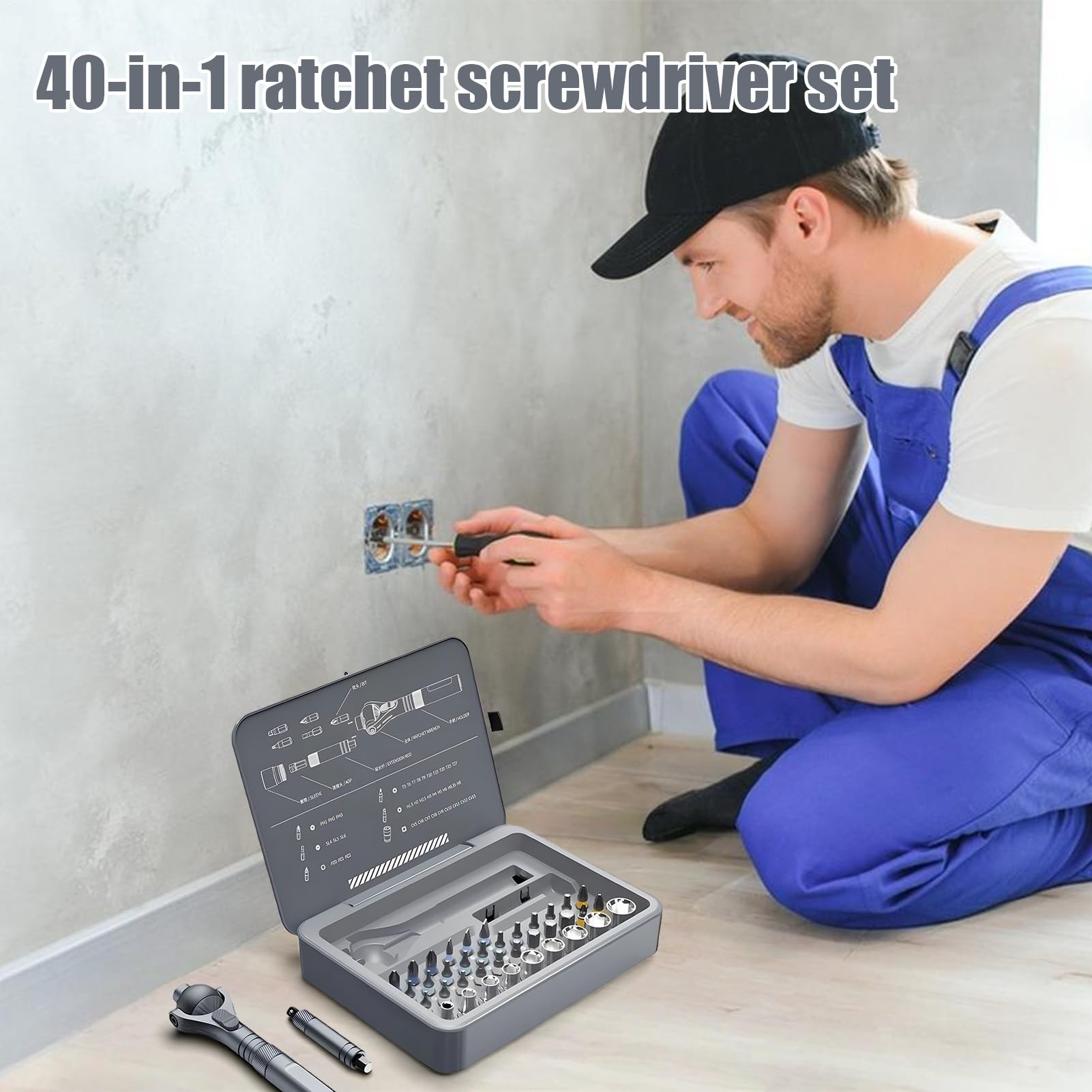 Set Cacciaviti A Cricchetto Di Precisione Ergonomico Multifunzione | Kit Punte Cacciavite Meccanico Per Riparazioni Domestiche Meccanica Elettricista Edilizia Falegnameria Idraulica