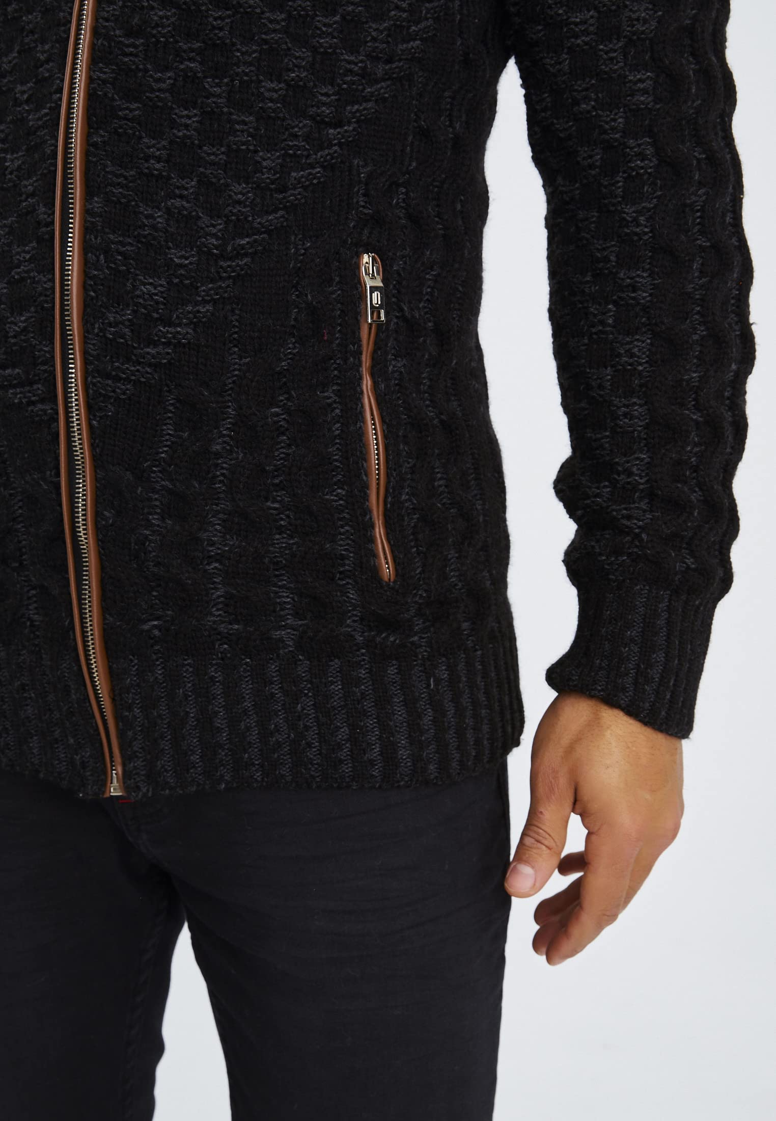 Leif Nelson Herren Strickjacke mit Reißverschluss in Regular Fit, Männer Cardigan in Langarm Design, ideal für Casual und Business-Looks