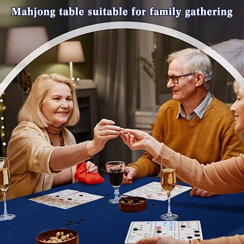 Miniatura 6 de Frienda Mantel plegable de fieltro para mesa de juegos, mantel plegable para mesa de cartas para jugar cartas de póquer, rompecabezas mahjong, Azul