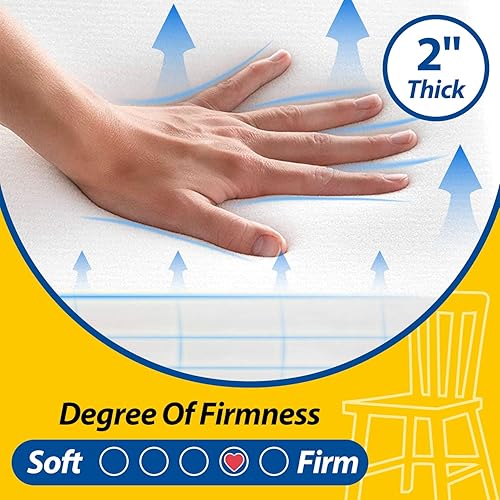 Miniatura 2 de AAAAAcessories Cojines para sillas de comedor en forma de U con lazos y funda extraíble, cojines para sillas de cocina de comedor de 2 pulgadas de