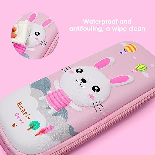 Miniatura 4 de Junlion Lindo estuche para lápices para niñas con dibujos animados 3D, soporte para bolígrafos para escuela, niños, estudiantes, papelería, conejo,