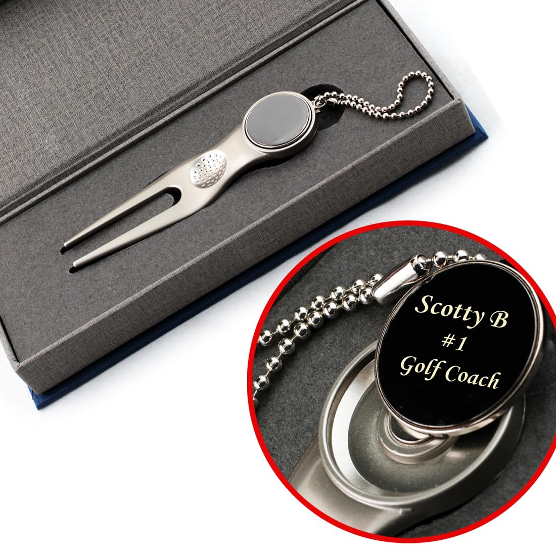 Personalized Golf Ball Markers, with Golf Divot Repair Tool, Brass Steel, Golf Divot Tool Golf Accessories Gifts for Men, Women Golf Accessories, Three Lines Each 15 Characters, Free Customization