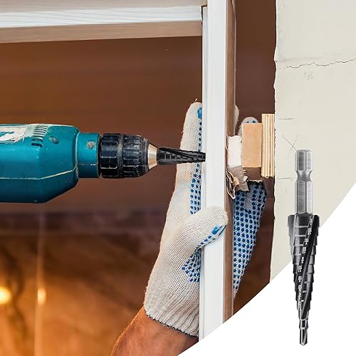 Miniatura 8 de Lytool Juego de 3 brocas de cobalto M35 de 18"-78", vástago hexagonal de 14 pulgadas, cuatro flautas en espiral Unibit para metal, acero inoxidable,