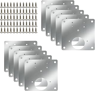 10 Pcs Cabinet Hinge Fixing Plate,5 Hole Model Durable Stainless Steel Hinge Fixing Plate with Screws for Shelves Cabinets Wood and Furniture
