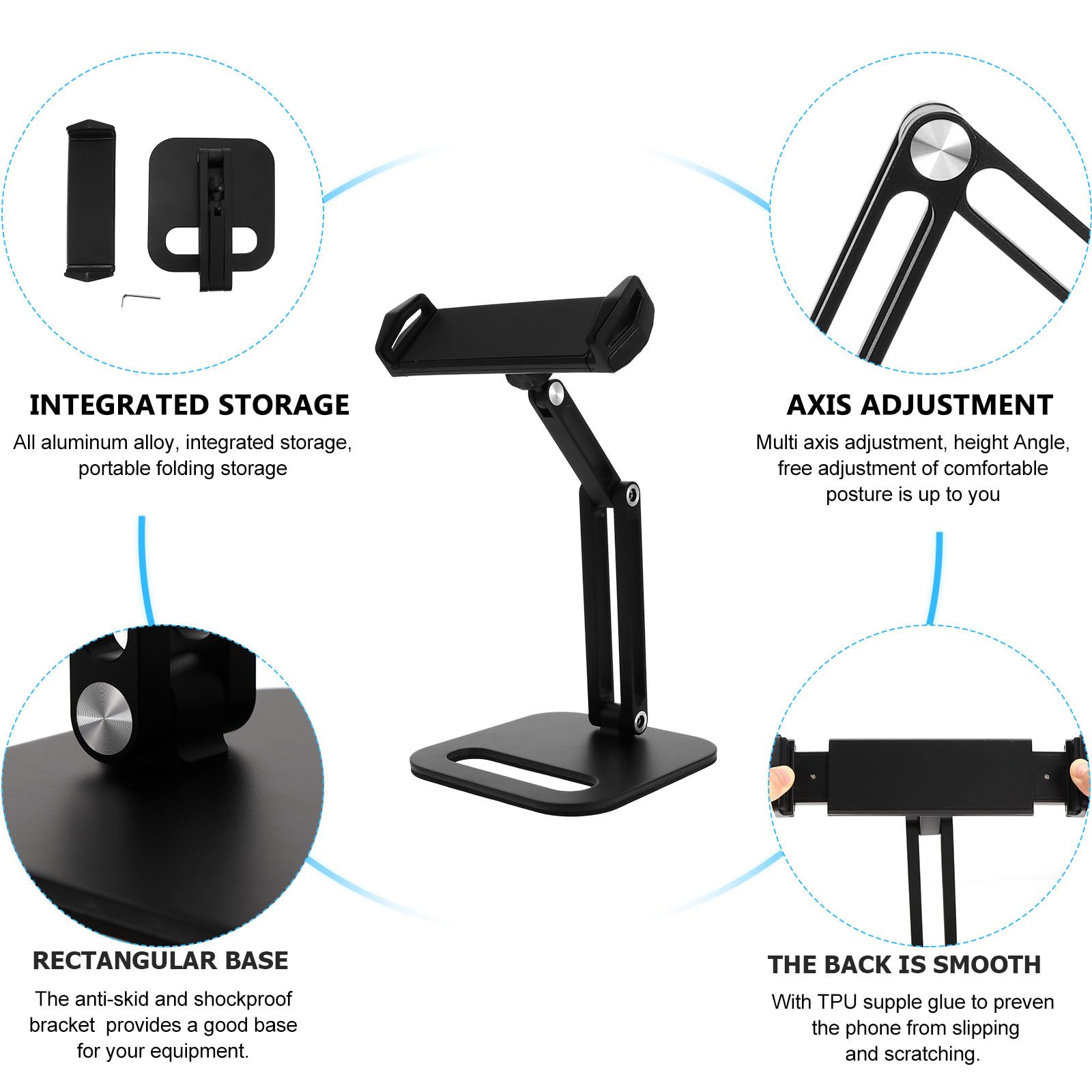 Hemobllo Soporte Ajustable de Aleación de Aluminio y TPU para Teléfono y Tablet con Diseño Antideslizante Ideal para Transmisiones y Visualización de Videos