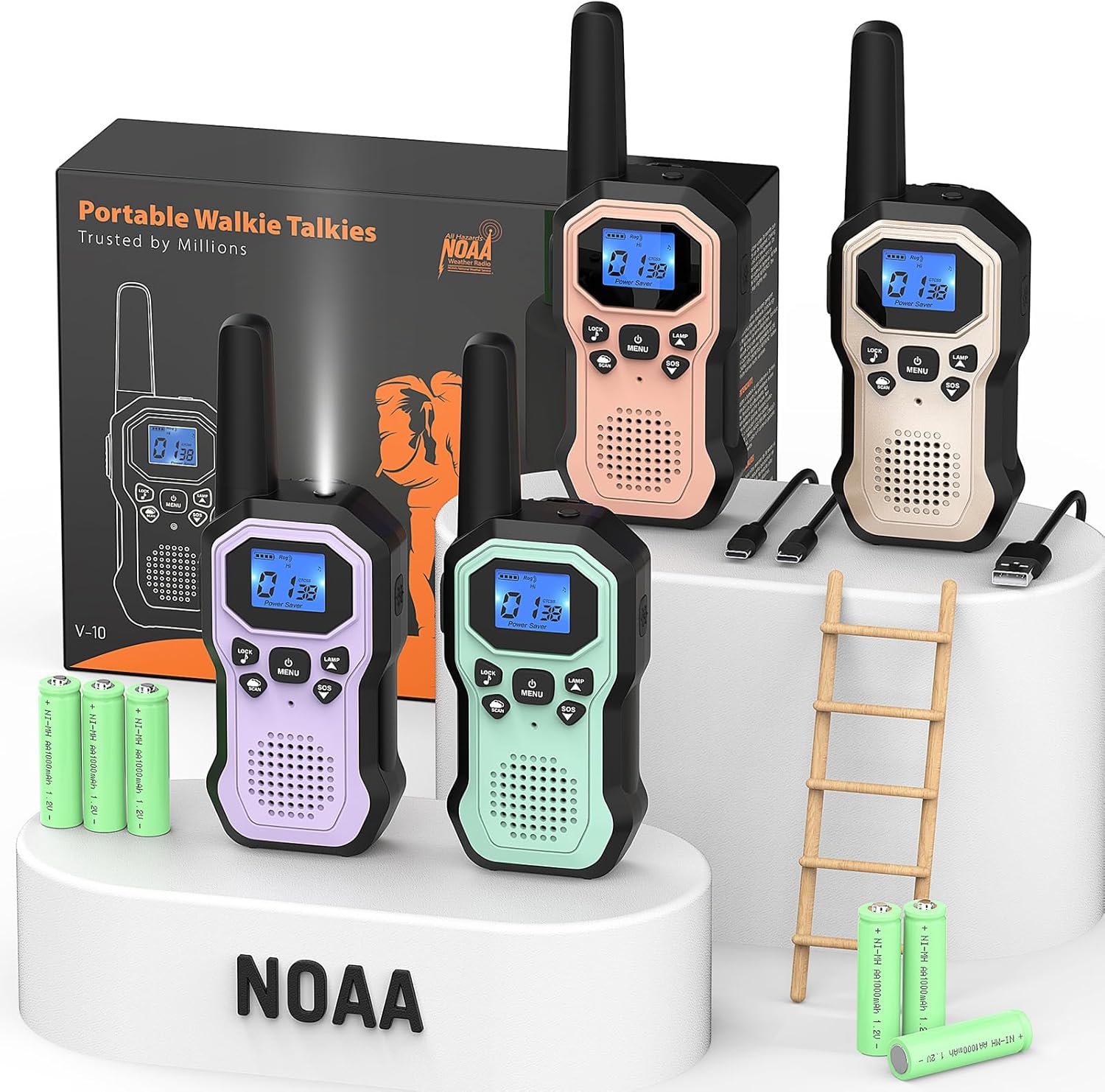 Long-Range Walkie Talkies for Adults & Kids – Rechargeable 4-Pack