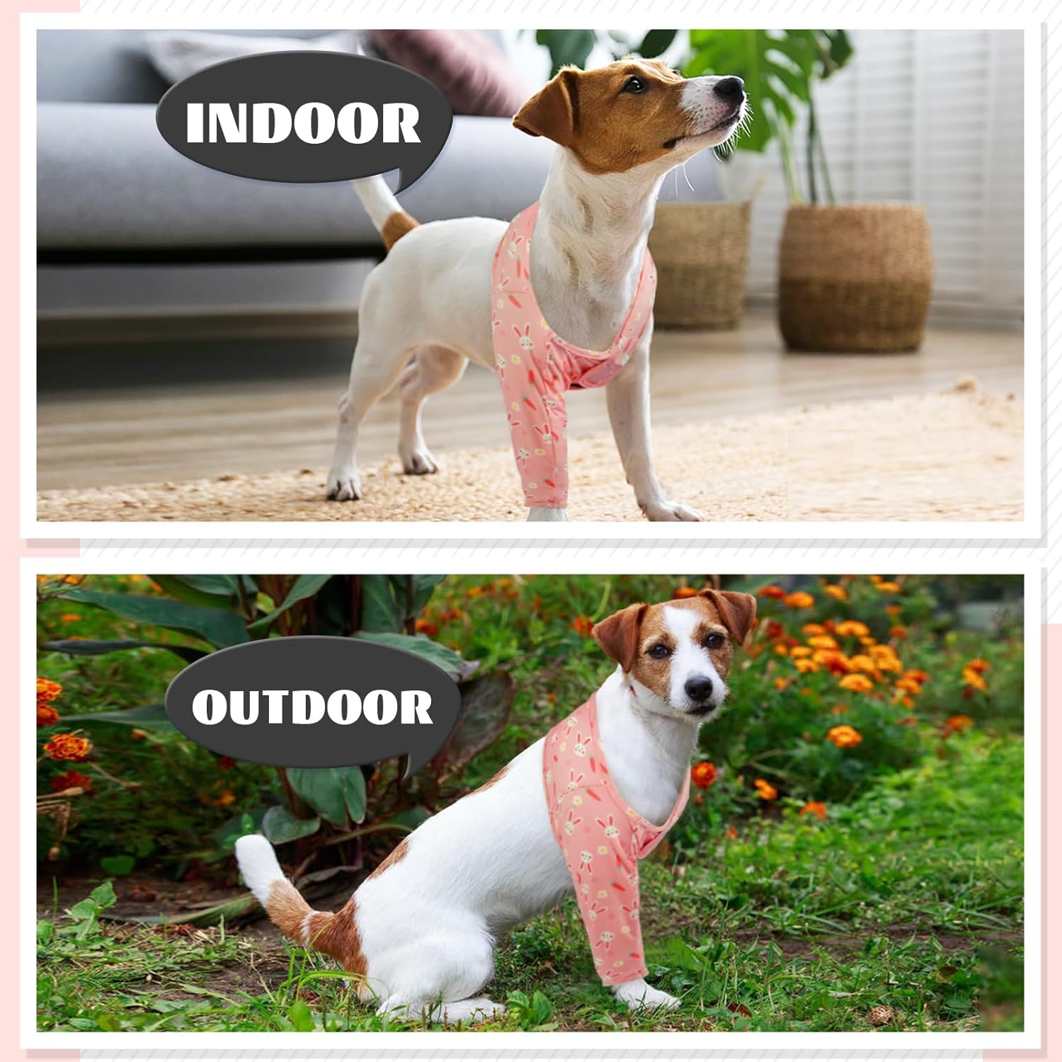 ROZKITCH Dog Leg Sleeve for Front Right Left Leg, Pet Prevent Licking Wound Elbow Knee Protector, Dog Recovery Suit Cone Collar Alternative for Sprain ACL CCL Arthritis Joint Care Rabbit 2XL