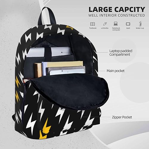 Miniatura 6 de Mochila para mujer, gran capacidad, 15.6 pulgadas, portátil, ligera, duradera, casual, mochila para trabajo y viajes, Lightning Bolt, Mochilas