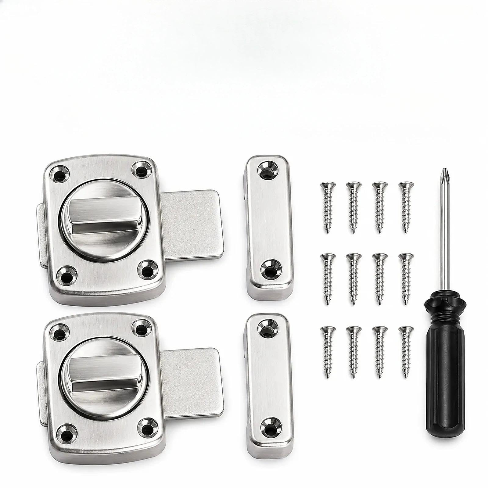 2 Pcs Silver Cupboard Latches, Internal Door Locks, Turn Button Latch