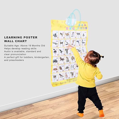 Vista 2 de GLOGLOW Gráficos de pared de aprendizaje interactivos, gráfico de pared electrónico interactivo del alfabeto Bilingüe Inglés y chino cartel