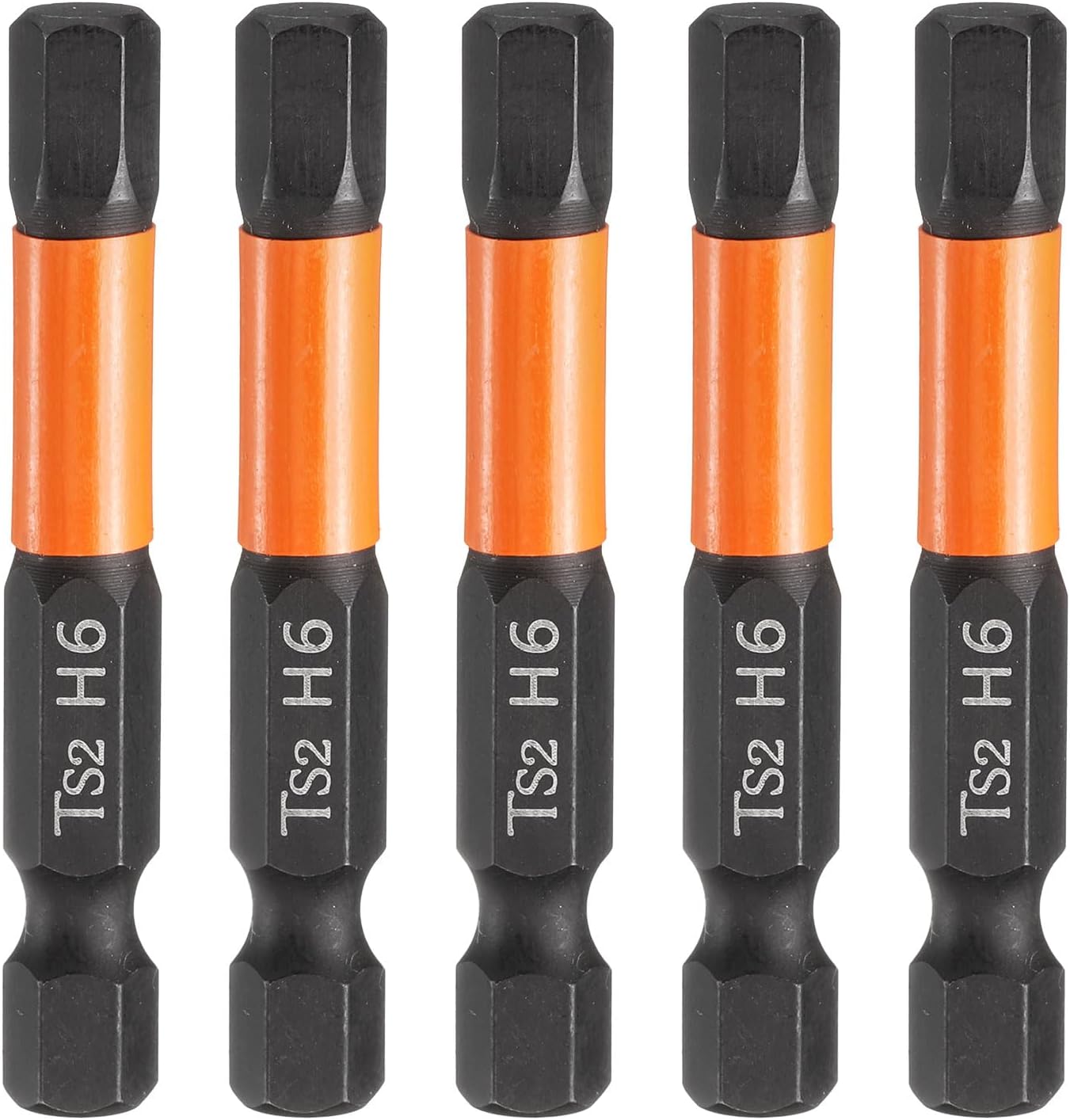 HARFINGTON 5pcs Hex Head Wrench Drill Bit 6mm(H6) Metric 1/4" Hex Shank 2"(50mm) Length S2 Steel Magnetic Impact Drivers Screwdriver Bit Hexagon Electric Drill Bits