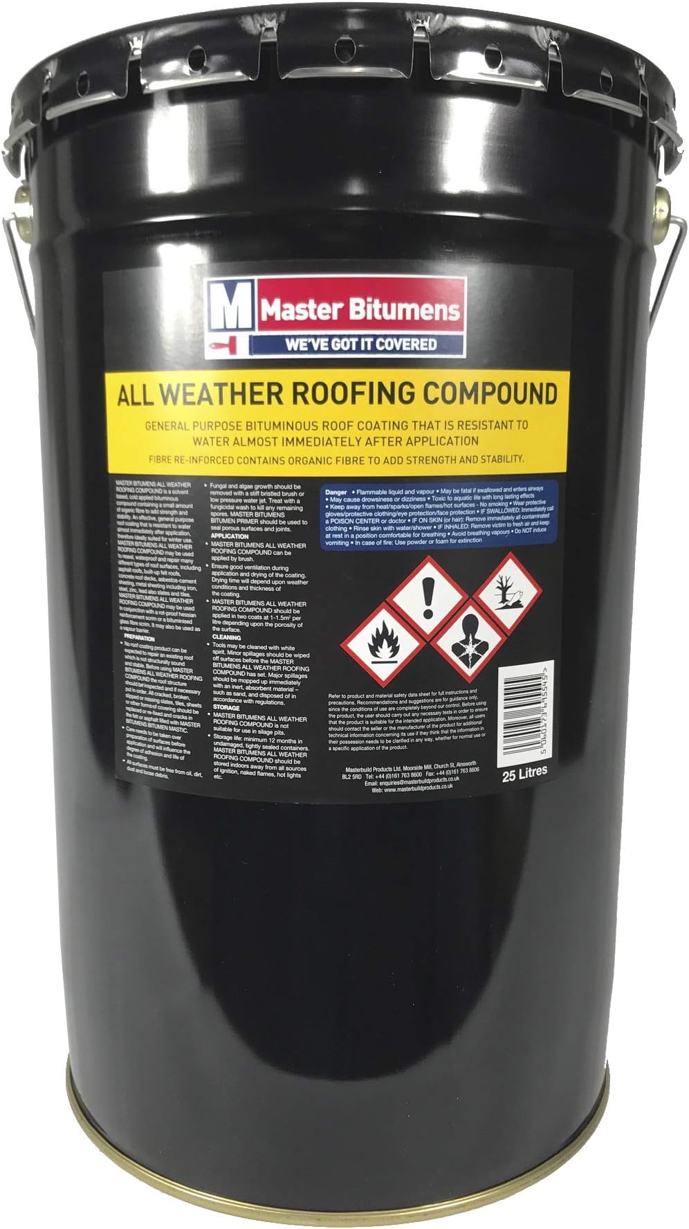 Bitumen All Weather Roofing Repair Compound Waterproof Roof Coating 25L