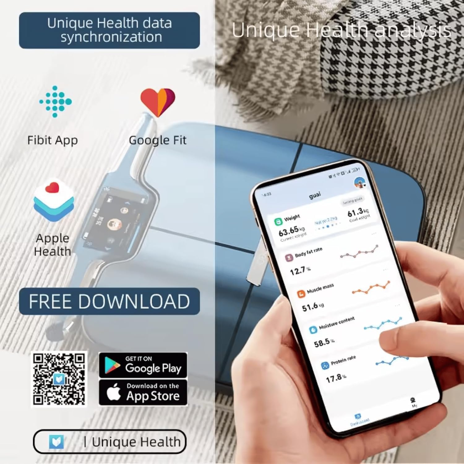 Bilancia Pesapersone Digitale Smart Professionale - Impedenziometrica, Scansione Corporea 56 Parametri con 8 Elettrodi, Precisione 0,05kg, App iOS/Android, Connessione Bluetooth e WiFi