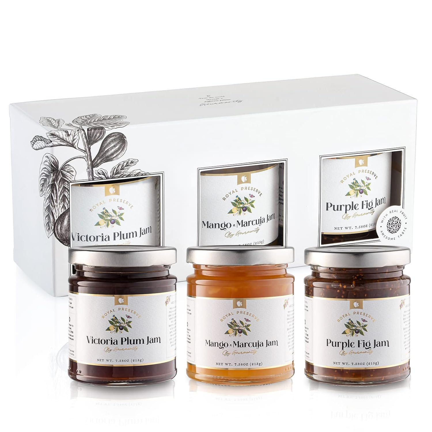 Gourmanity Royal Preserve Set of 3 Jam Gift Set, Jam