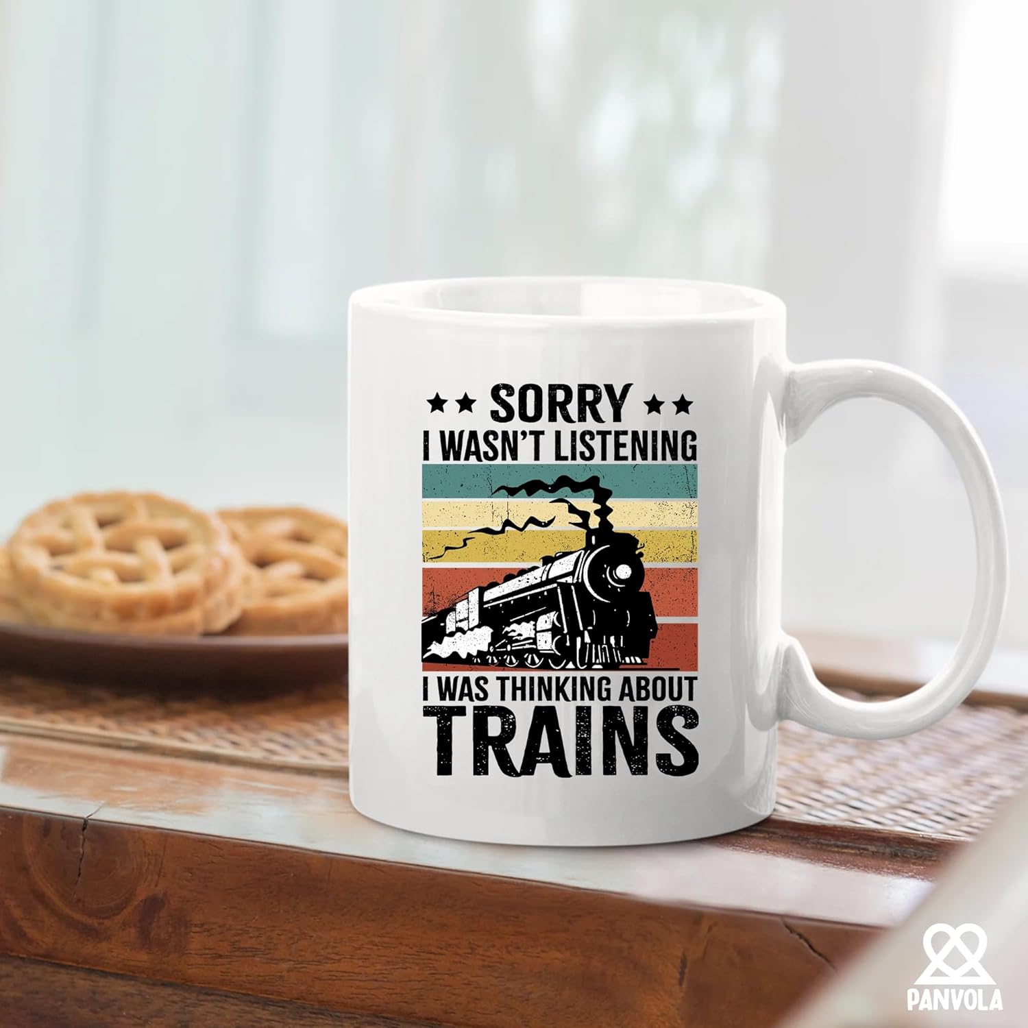 Panvola Sorry I Wasn’t Listening I Was Thinking About Trains Retro Vintage Train Lovers Gifts For Dad Mom Husband Brother Sister Wife Friend Coworker Ceramic Mug (White) - Image 6