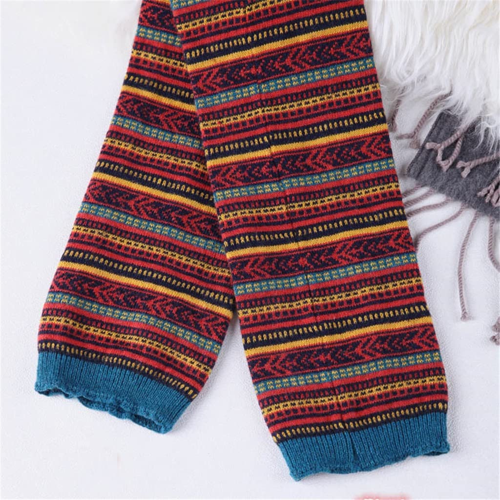 Scaldamuscoli Caldi Invernali da Donna Calzini Alti al Ginocchio Lavorati a Maglia di Lana Polsini per Stivali Scaldamuscoli (Color : D, Size : 60cm) (A 7 3/8)