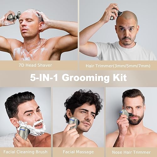 Miniatura 3 de VYLTO Afeitadoras de cabeza 7D, afeitadoras de cabeza desmontables antipellizcos para hombres calvos, afeitadoras de cabeza eléctricas impermeables