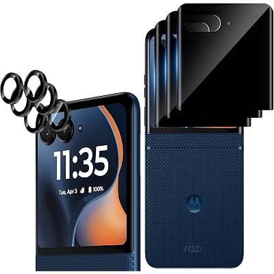 3+3 Pack for Motorola Razr 2026/2025/2024 Front Privacy Screen Protector + Camera Protector,3D Curved Full Cover Tempered Glass,[Anti-Spy] Bubble Free Screen Protector for Razr 2026/Razr 2025/Razr 2024