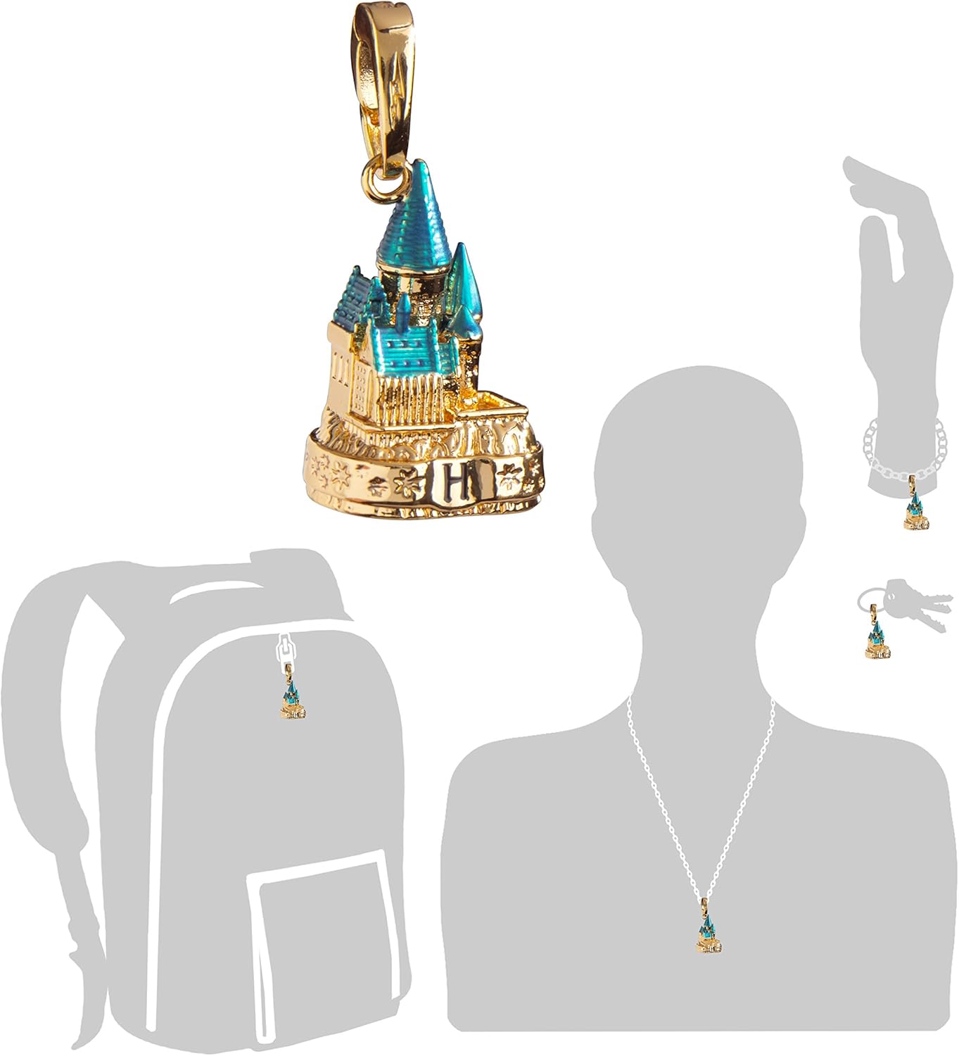 The Noble Collection Lumos Harry Potter Charm No. 2 - Hogwarts Castle (Gold Plated)