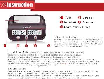 LEAP Chess Clock Digital Chess Timer Professional for Board Games Timer with Alarm Function (Official Store) Brownish Red