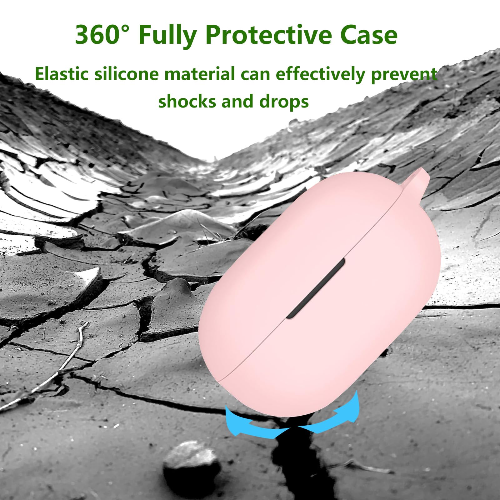 Ziseyoru Case Cover Compatible with Beats Solo Buds Earbuds, Soft Silicone Protective Skin with Bling Keychain Accessories for Women Girl (Pink)