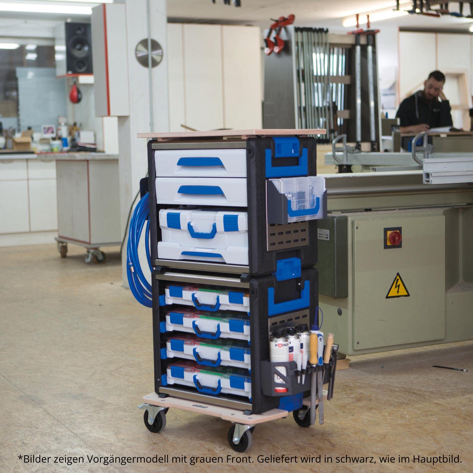 Bosch Sortimo WorkMo 24 – 500 z 2 szufladami i wielofunkcyjnym systemem transportowym walizki, do warsztatu, system porządkowania