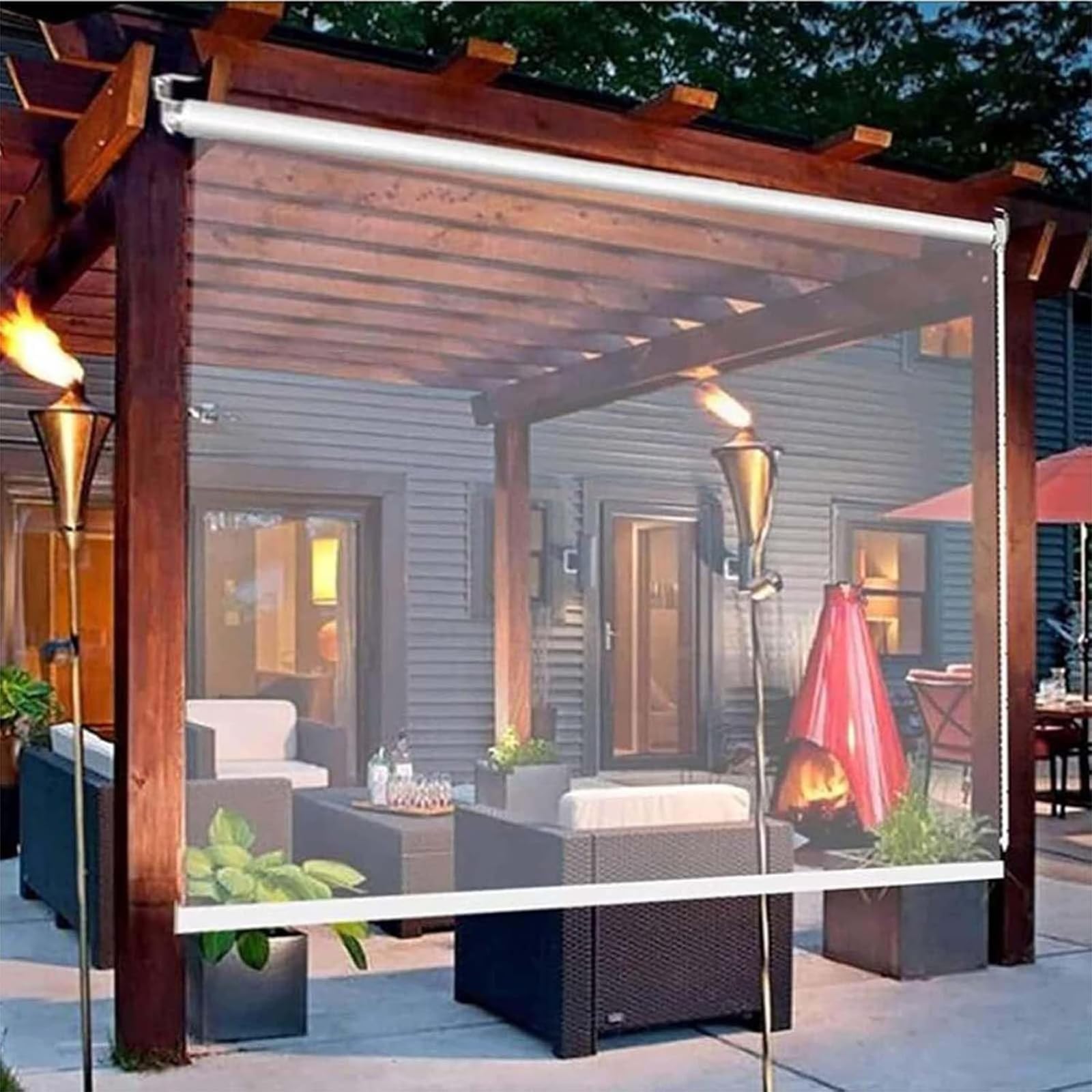 Generico Tenda a Rullo Trasparente in PVC per Patio e Aperture Esterne
