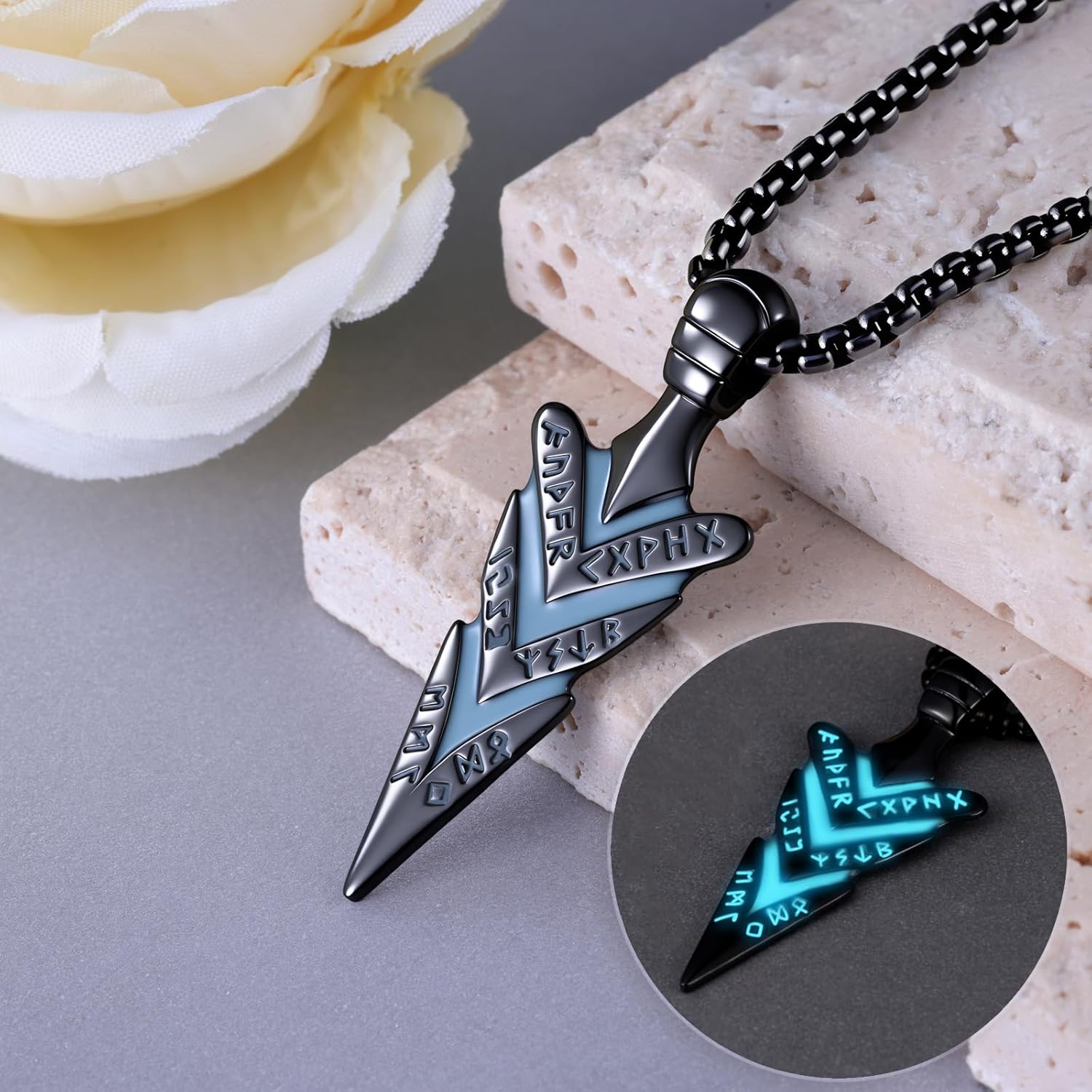 Arrowhead Necklace 925 Sterling Sliver Viking Glowing Necklace Viking Jewelry Gifts for Men - Image 2