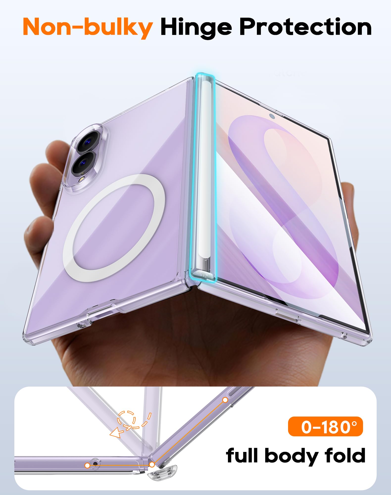 Vizvera Custodia magnetica per Samsung Galaxy Z Fold 8, trasparente