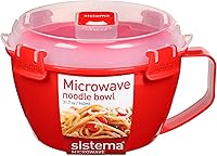 Sistema 1109ZS Microwave Noodle Bowl Red - BPA-Free Steam Vent Lid for Splatter-Free Pasta, Soup & Stew Cooking