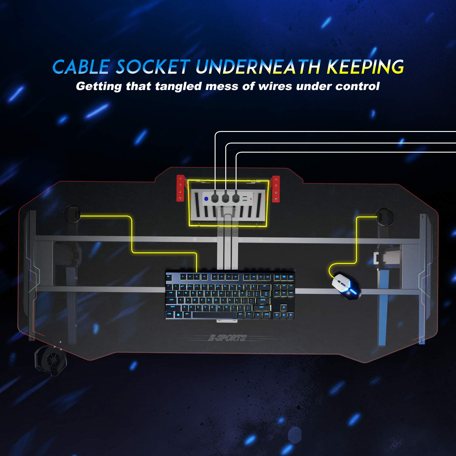 ELEGANT Gaming Desks for pc with Lights 140x60cm Office PC Computer