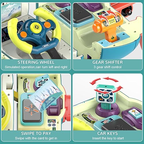 Miniatura 2 de Mostop Avión de juguete de coche, volante de juguete simulado con sonido y luz, juguete educativo para niños pequeños, regalo ideal para niños y