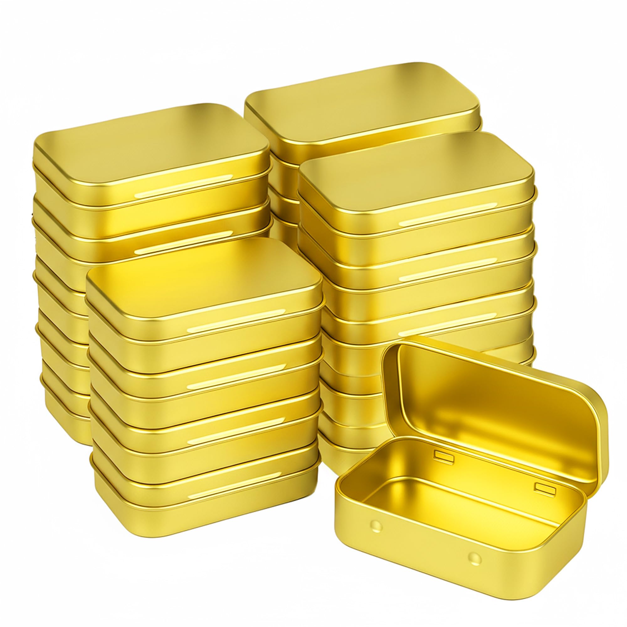 20-Pack Gold Hinged Tin Boxes for Jewelry Making