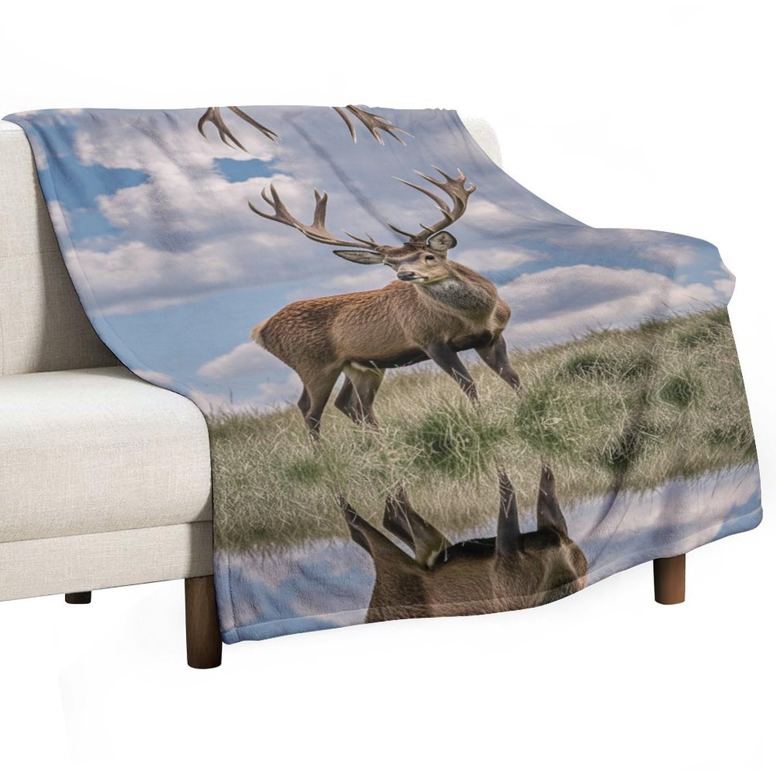 Couverture en flanelle élan plaid doudoune chaud 150x200 cm