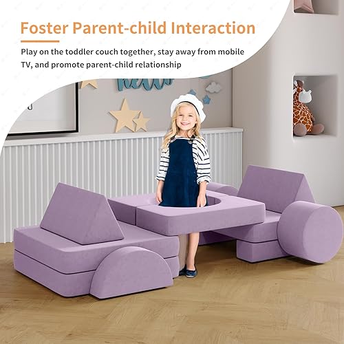 Miniatura 25 de Sofá modular de juegos para niños, 13 piezas, sofá modular para niños, sofá infantil para sala de juegos, sofá modular para niños y niñas, sofá de